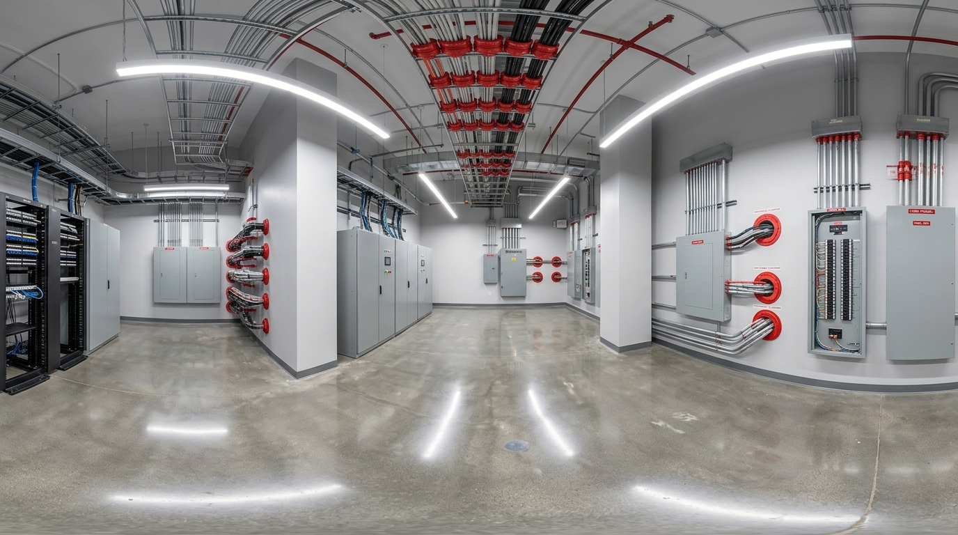 Captura 360° em 10/10/2026 na etapa de acabamento da Sala Técnica P-014